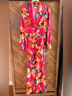 Venus Pink Floral Ruched Maxi Dress